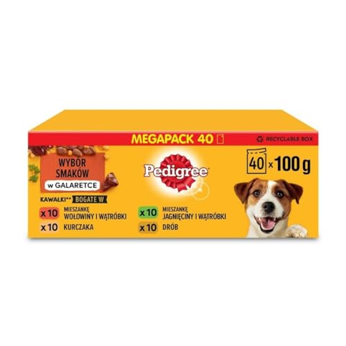 Pedigree Hundefutter Nassfutter Adult in Gelee, 40 Portionsbeutel (40 x 100g) von PEDIGREE