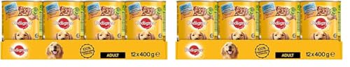 Pedigree Hundefutter Nassfutter mit 3 Sorten Geflügel in Pastete, 12 Dosen (12 x 400g) (Packung mit 2) von PEDIGREE