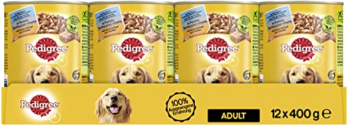 Pedigree Hundefutter Nassfutter mit 3 Sorten Geflügel in Pastete, 12 Dosen (12 x 400g) von PEDIGREE