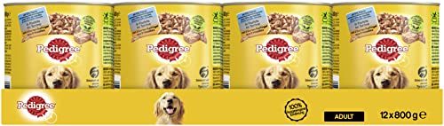 Pedigree Hundefutter Nassfutter mit 3 Sorten Geflügel in Pastete, 12 Dosen (12 x 800g) von PEDIGREE