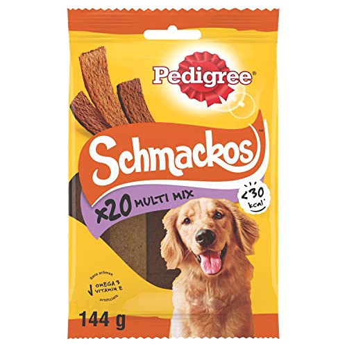 Pedigree Hundesnacks Hundeleckerli Schmackos 4 Sorten, 180 Stück (9 x 20 Stück) von PEDIGREE