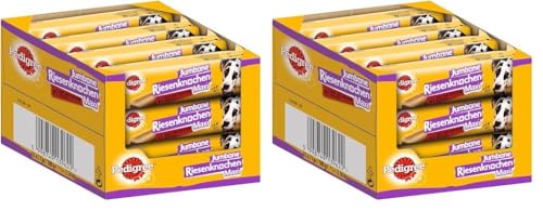 Pedigree Hundesnacks Riesenknochen Maxi Jumbone für große Hunde (+25kg), 12 Stück, 12x180g – Hundeleckerlis mit Rind– und Geflügelgeschmack (Packung mit 2) von PEDIGREE