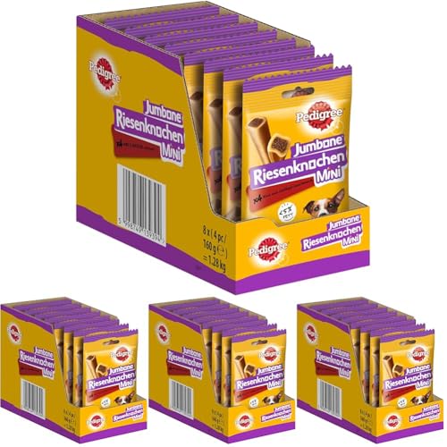 Pedigree Hundesnacks Riesenknochen für kleine Hunde mit Rind & Geflügel, 32 Stück (8 x 4 Stück) (Packung mit 4) von PEDIGREE