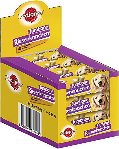 Pedigree Hundesnacks Riesenknochen für mittelgroße Hunde mit Huhn & Lamm, 24 Stück (12 x 2 Stück) von PEDIGREE