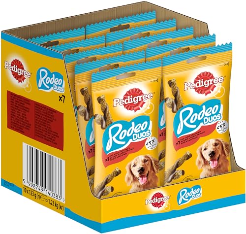 Pedigree Rodeo Snacks - Rind & Käse Leckerli für Hunde, 125g (70 Stück) mit Omega 3 zur Unterstützung des Wohlbefindens von PEDIGREE