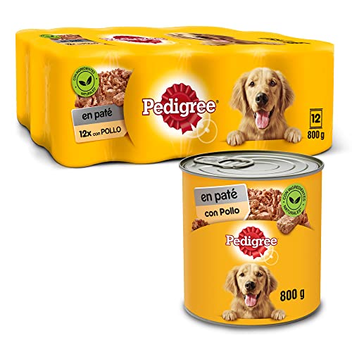 Pedigree Nassfutter für Hunde mit Hühnchengeschmack in Pastete (Packung mit 12 Dosen x 800 g) von PEDIGREE