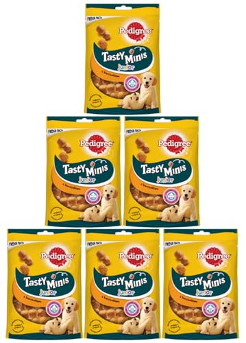 Pedigree Tasty Minis Junior Kleine Hundesnacks für Welpen mit Huhn – Ideal für das Training oder für zwischendurch 6 x 125g von PEDIGREE