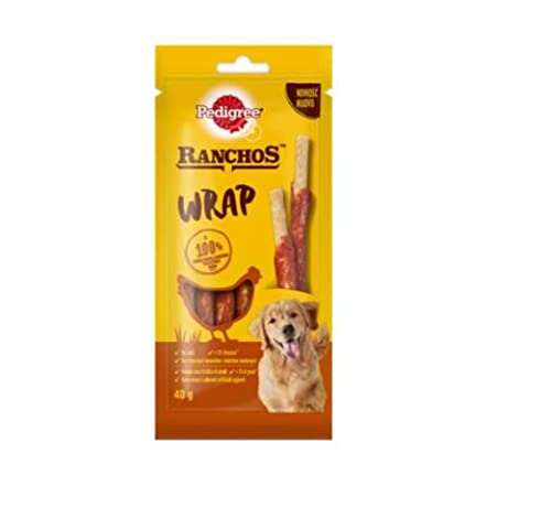 Pedigree Ranchos Wrap Stick mit Fleisch für Hunde, 12 Packungen zu je 40 g von PEDIGREE