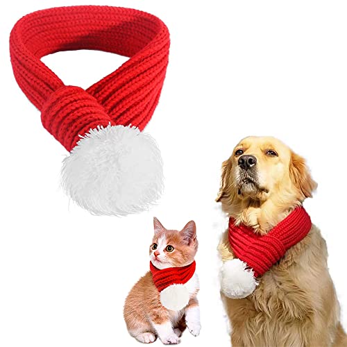 PEDOMUS Katzen Kostüm Weihnachten Schal rot Pet Schal Haustier Bekleidung für Hunde und Katzen Größe XS von PEDOMUS