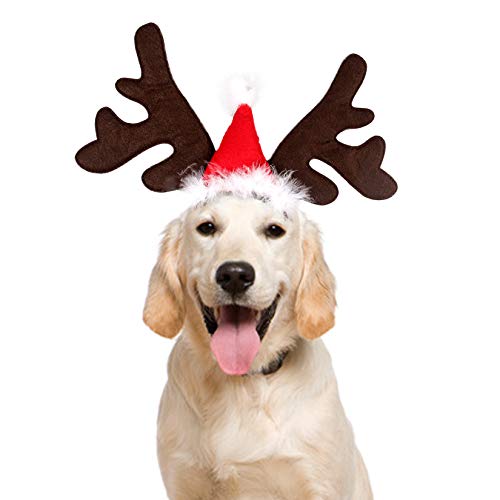 Weihnachten Hunde Kostüm Kopf Hoop Weihnachten Rentier Geweih Katze Hund Headwear für Katze und kleine Hund PEDOMUS von PEDOMUS