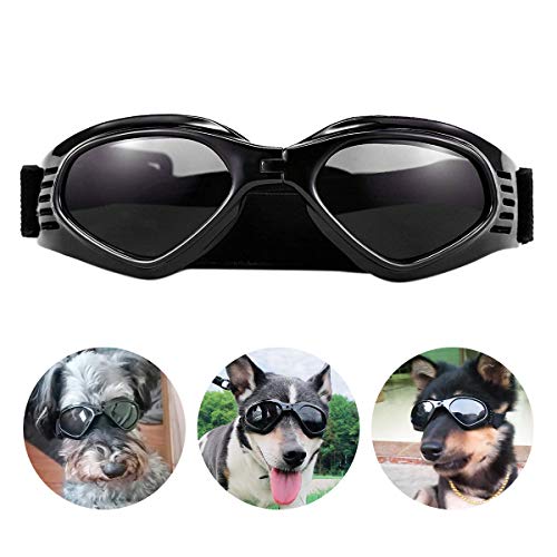 PEDOMUS Hunde Sonnenbrille Verstellbarer Riemen für UV-Sonnenbrillen Wasserdichter Schutz für kleine und mittlere Hunde Schwarz von PEDOMUS