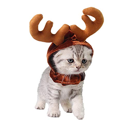 Weihnachten Katze Kostüm Kopf Hoop Weihnachten Rentier Geweih Katze Hund Headwear für Katze und Hund (S(Braun)) PEDOMUS von PEDOMUS