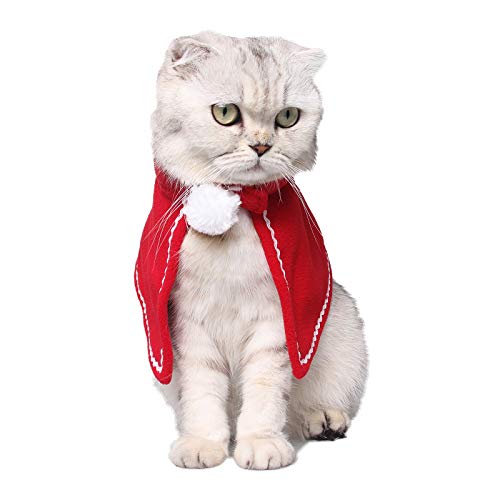 PEDOMUS Katzen-Kostüm Weihnachten Haustier Kostüme Haustier-Mantel Katze Weihnachtskostüm Haustier-Kleid für kleine Hunde und Katzen (rot) von PEDOMUS