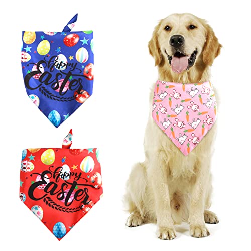 PEDOMUS Osterhalstuch für Hunde und Katzen, 3 Stück, Haustierschal, Dreieckstuch, Zubehör für Hunde, Katzen, Party, Eier, Kaninchen, Druck, Haustier-Bandana für kleine, mittelgroße und große Hunde von PEDOMUS