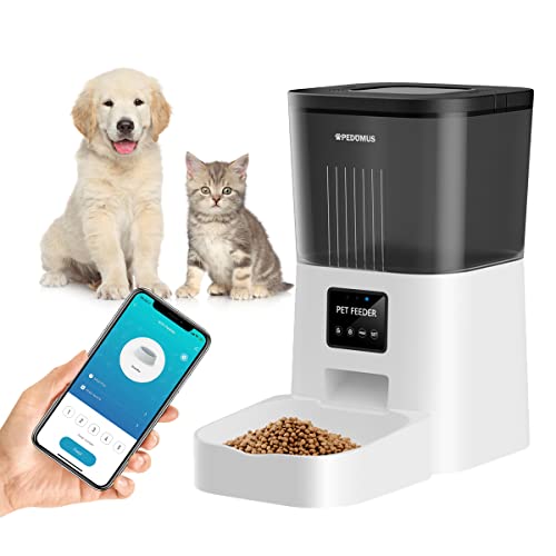 PEDOMUS WiFi Futterautomat Katze und Hund, WiFi Katzenfutterspender Automatischer Futterautomat mit APP-Steuerung, 4L Futterautomat für Katzen und kleine/mittelgroße Hunde von PEDOMUS