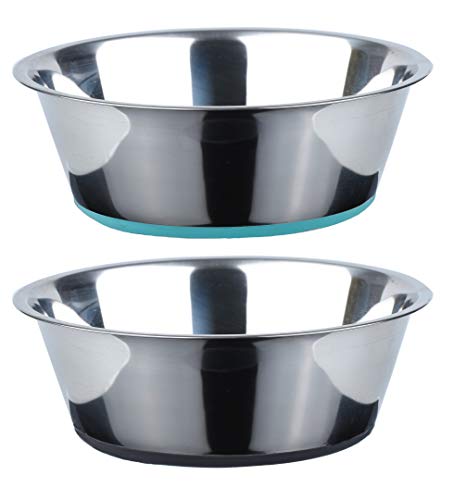 PEGGY11 Tiefer Hundenapf aus Edelstahl mit rutschfestem Silikon, 2er Pack, 1,44L, Futternapf und Trinknapf für Grosse, mittelgroße und kleine Hunde,Dog Bowl von PEGGY11