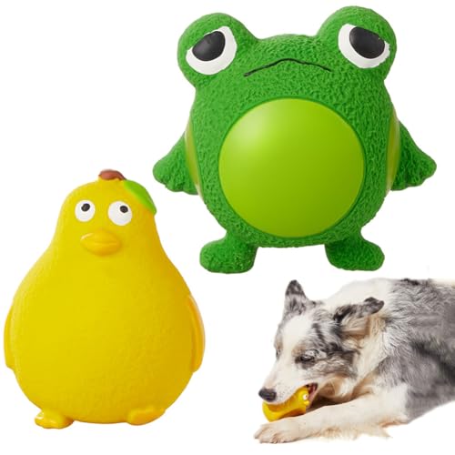 PEHAPPYT Quietschendes Hundespielzeug aus Latex, Cartoon-Tier-Kauspielzeug, weiche Zahnreinigung, interaktives Training, Spielsachen, Schleifspielzeug für kleine, mittelgroße und große Hunde, Frosch von PEHAPPYT