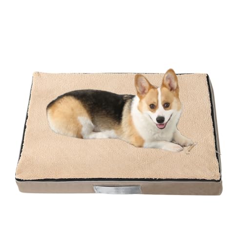 Hundebetten Extra Groß, WaschbarKatze Hundekissen, Weiches Flauschiges Hundekissen, Kausicheres Haustierbett xxl, Hundekatzenbett Mit Abnehmbarem Bezug Und Rutschfestem Boden (M-75x50cm,Beige) von PEIHUODAN