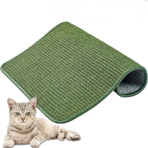 Katzenkratzteppich Natürliche Sisal-Katzenkratzmatte Für Innen Katzen Schleifen Krallen Nägel Horizontal Katze Boden Kratzmatte Teppich, Schützen Teppiche Und Sofas (Green,30x40cm) von PEIHUODAN