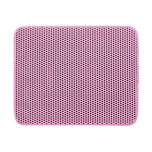 PEIHUODAN Katzenstreu-Matte Katzenstreu-Fangmatte, Wabenförmiges Doppellagiges Design, Urin- Und Wasserfestes Material, Streukontrolle, Weniger Abfall, Waschbar - Leicht Zu Reinigende (30X30CM,Pink) von PEIHUODAN