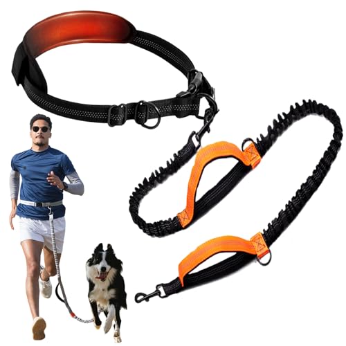 Hundeleine für freihändige Spaziergänge, Bungee-Leine, Laufgürtel für kleine und mittelgroße Hunde, 4,5–22,7 kg, Bauchtasche für Spaziergänger, Wandern, Joggen von PEITA PET