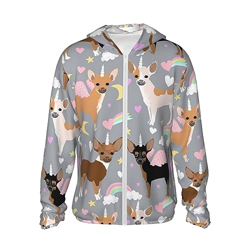 PEIXEN Pink Dog Sonnenschutz Hoodie Jacke Herren Langarm Sonnenshirt Leichte Damen Sonnenschutz Kleidung, Schwarz, Medium von PEIXEN