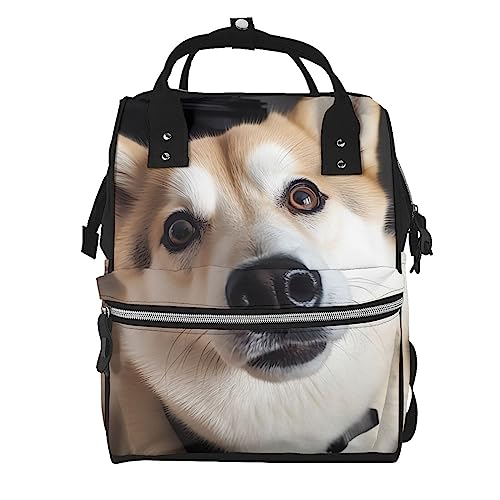 PEIXEN Tier Hund Foto Mumie Tasche Große Kapazität Windel Tote Taschen Muti-Funktion Reiserucksack für Frau, Schwarz, Einheitsgröße von PEIXEN