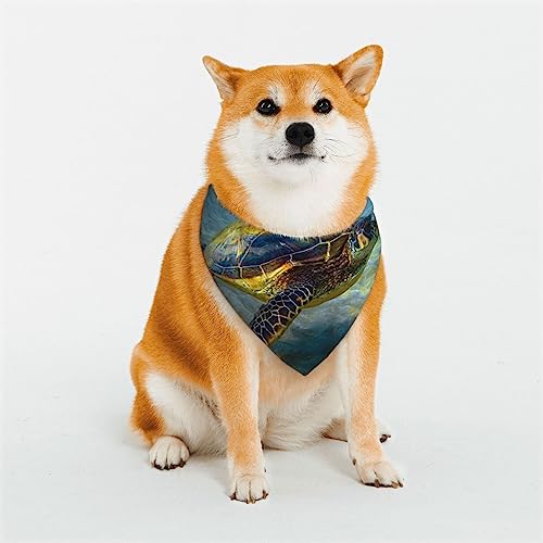 Sea Turtle Dog Bandanas Adjustable Triangle Dog Scarf Washable Double-Layer Pet Halstuch Lätzchen for Pet Costume Supply von PEIXEN