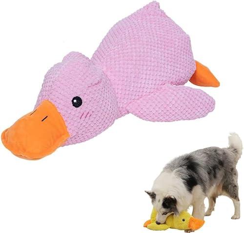 Quack-Quack Ente Hundespielzeug, The Mellow Hund beruhigende Ente, The Mellow Hund Ente Spielzeug, Nette Keine Füllende Ente Hundespielzeug mit weichem Squeaker (Pink) von PEKJDS