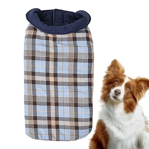 PEKMAR Hundemäntel für kaltes Wetter, Warmer Hundemantel - Reversible, Winddichte, wasserdichte, gemütliche Fleeceweste,Britischer St, Karierte Fleecejacke, Schneeanzug mit Geschirrloch, gemütliche von PEKMAR