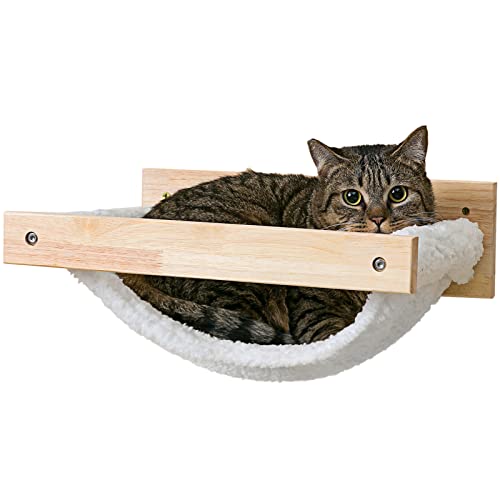 PELZIN Katzenregal für die Wand – Robuste Katzenwandhängematte für große Katzen bis zu 27,2 kg – Wandmontiertes Katzenbett Sitzstange zum Schlafen, Spielen, Klettern und Faulenzen von PELZIN