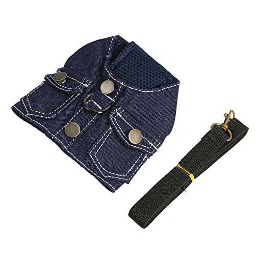 PENO Hunde-Jeansjacken-Geschirr, atmungsaktives und bequemes Mesh-Hunde-Denim-Geschirr-Weste-Design für Haustiere S von PENO