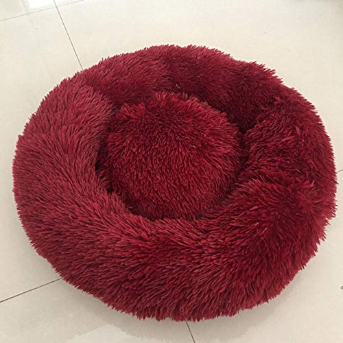 PENVEAT Bequeme, beruhigende Hundebetten für große, mittelgroße, kleine Hunde Welpe Labrador Amazingly Cat Marshmallow Bed Waschbares Sofa, weinrot, 40 cm von PENVEAT