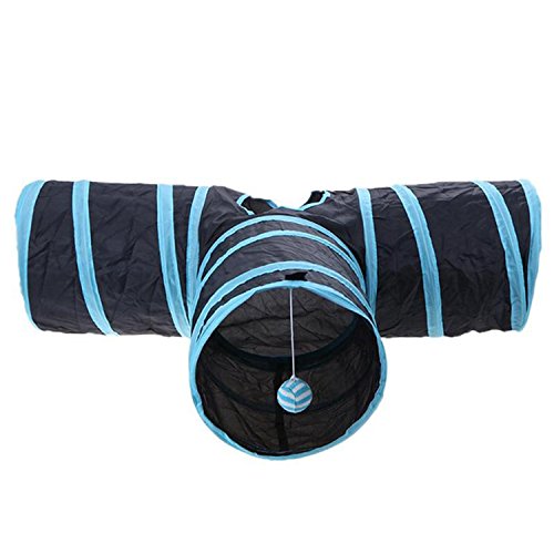 PENVEAT Faltbar Pet Katze Tunnel Indoor Outdoor Pet Katzen Training Spielzeug für Katze Kätzchen Kaninchen Tiere Spielen Tunnel Röhren 2/3 Löcher, M von PENVEAT