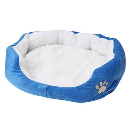 PENVEAT Haustier Hund Welpe Katze Fleece Warmes Bett Haus Plüsch Kuschelnest Mat Pad Hundebett Hondenmand Cama Perro Mascotas Cama para Cachorro, Blau, 50 cm x 40 cm, China von PENVEAT