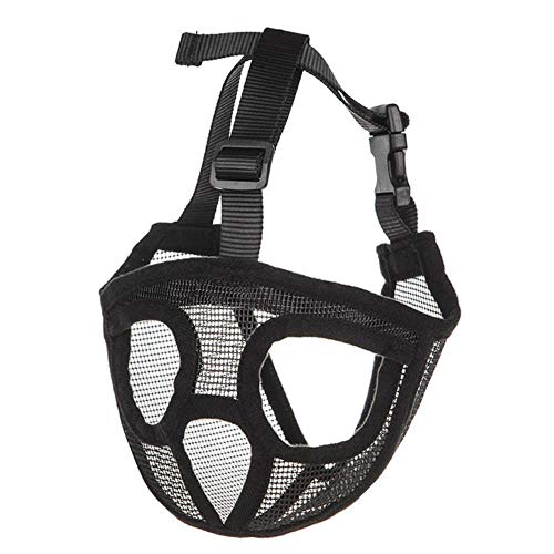 PENVEAT Haustier Kleiner Hund Französisch Bulldog Maulkorb Hundemaus Korb Breath Maulkorb für Hunde Leine Harness Supplies, Style1 Schwarz, L Neck48-62cm von PENVEAT