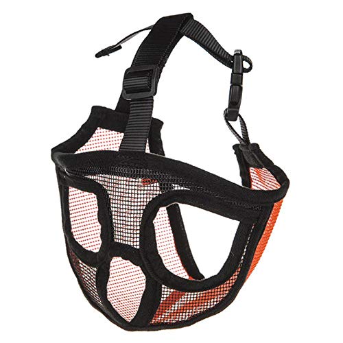 PENVEAT Haustier Kleiner Hund Französisch Bulldog Maulkorb Hundemaus Korb Breath Maulkorb für Hunde Leine Harness Supplies, Style1 orange, M Neck38-52cm von PENVEAT