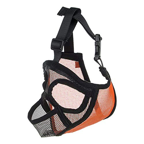 PENVEAT Haustier Kleiner Hund Französisch Bulldog Maulkorb Hundemaus Korb Breath Maulkorb für Hunde Leine Harness Supplies, Style2 Orange XS Neck26-34cm von PENVEAT