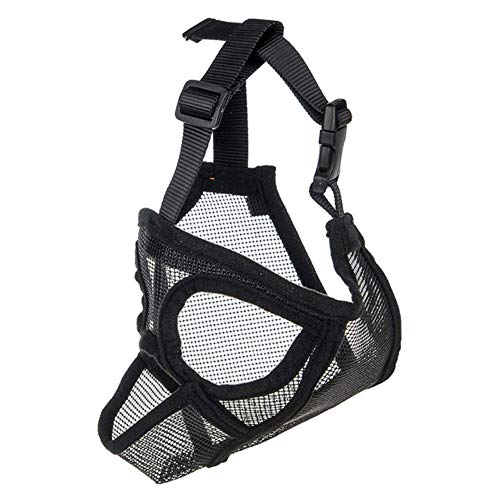 PENVEAT Haustier Kleiner Hund Französisch Bulldog Maulkorb Hundemaus Korb Breath Maulkorb für Hunde Leine Harness Supplies, Style2 Schwarz, L Neck48-62cm von PENVEAT