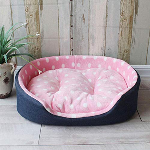 PENVEAT Haustier Zwinger Haus warme große Hundebett Katze Kissen Mat Sofa für große Hunde Cama para Cachorro Welpen Teddy Sofa SML XL Größe, rosa Punkte, 45 cm x 35 cm x 13 cm von PENVEAT