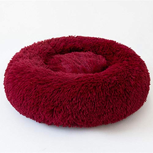 PENVEAT Hundebett Bequemes Donut Cuddler Rundes Hundebett Ultraweiches waschbares Hunde- und Katzenbett Cama para Cachorro, Rot, AD 100cm von PENVEAT