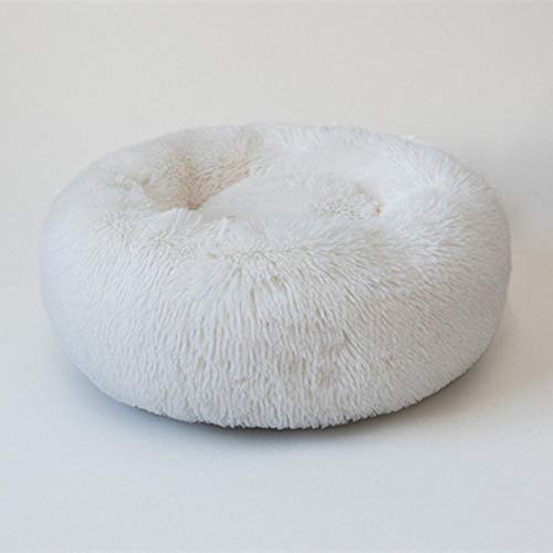 PENVEAT Hundebett Bequemes Donut Cuddler Rundes Hundebett Ultraweiches waschbares Hunde- und Katzenbett Cama para Cachorro, Weiß, AD 100cm von PENVEAT