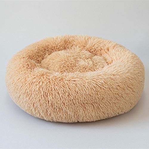 PENVEAT Hundebett Bequemes Donut Cuddler Rundes Hundebett Ultraweiches waschbares Hunde- und Katzenbett Cama para Cachorro, hellgelb, AD 100cm von PENVEAT