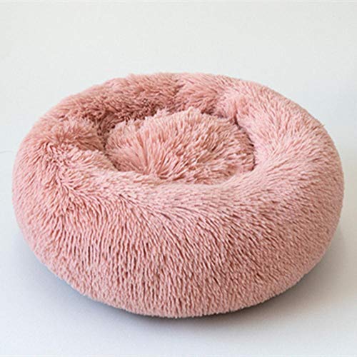 PENVEAT Hundebett Bequemes Donut Cuddler Rundes Hundebett Ultraweiches waschbares Hunde- und Katzenbett Cama para Cachorro, pink, AD 60cm von PENVEAT