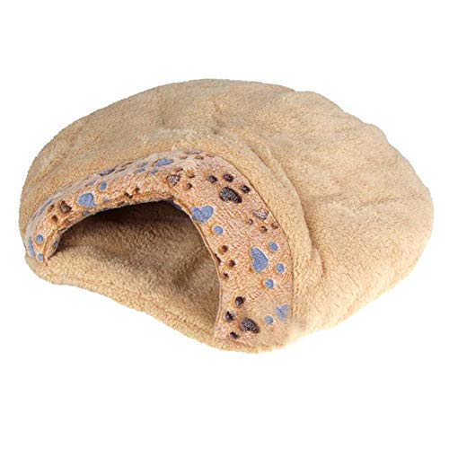 PENVEAT Neu Neu Winter Warm Haustier Hund Katze Bett Haus Kissen Halbbezug Bett Schlafsack Komfortabel Niedlich Hamburger Form Plüsch, Hellgrau, M von PENVEAT