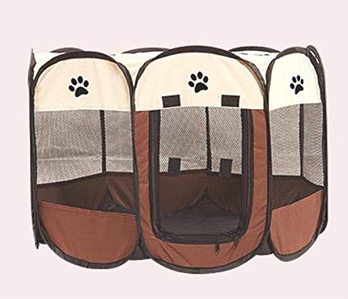 PENVEAT Portable Outdoor Zwinger Zäune Pet Zelt Häuser für kleine große Hunde Faltbare Laufstall Indoor Puppy Cage Hundekiste Kreißsaal, Kaffee, 90x58cm von PENVEAT