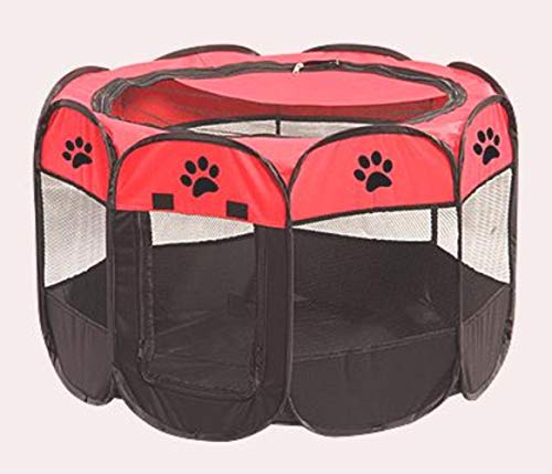 PENVEAT Portable Outdoor Zwinger Zäune Pet Zelt Häuser für kleine große Hunde Faltbare Laufstall Indoor Puppy Cage Hundekiste Kreißsaal, rot, 73x43cm von PENVEAT