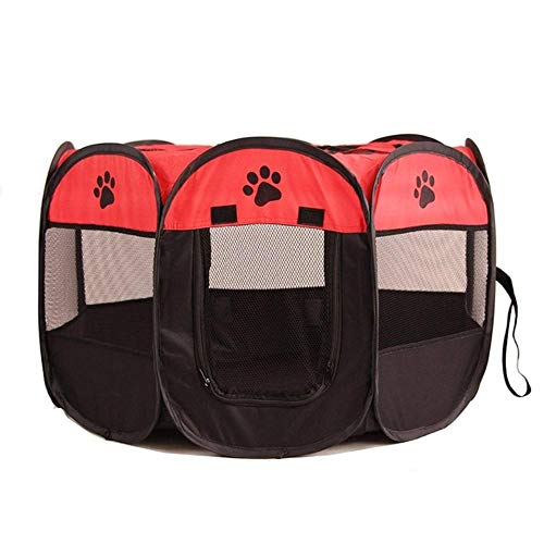 PENVEAT Tragbare Faltbare Laufstall Haustier Hund Kiste Zimmer Puppy Übung Zwinger Katze Käfig wasserdicht Outdoor abnehmbare Mesh Schatten Abdeckung, rot, 73x73x43cm von PENVEAT