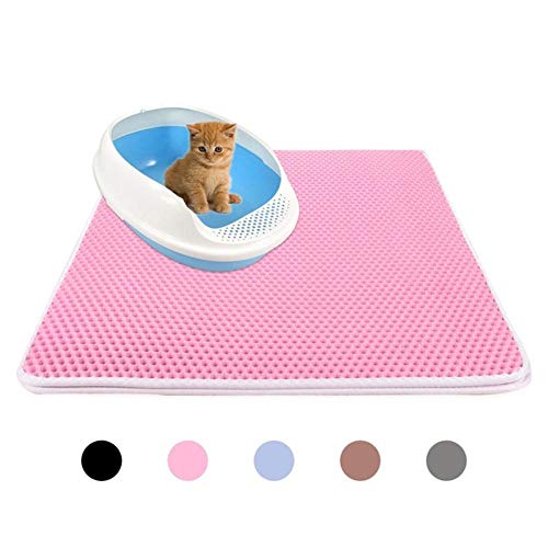 PENVEAT Wasserdichtes Haustier Katzenstreu Double Layer Trapping Hund Katzenstreu Matte Kätzchen Toilettenmatten Füttern rutschfeste Katzenstreu Boden Pad, Pink, 40x50cm, USA von PENVEAT