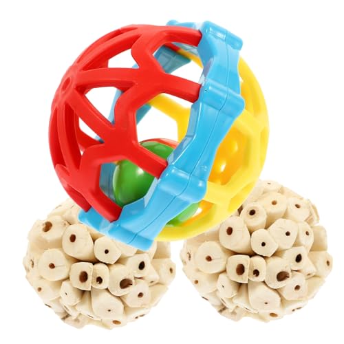 PEPLAYTAL 3 STK Vogel Spielzeugball Spielzeugbälle für Papageien Vogelspielzeug für Sittiche Bird Toys Vogelball für Papageien Gummibälle Schleifen von Schnabelkugeln Pflanze von PEPLAYTAL